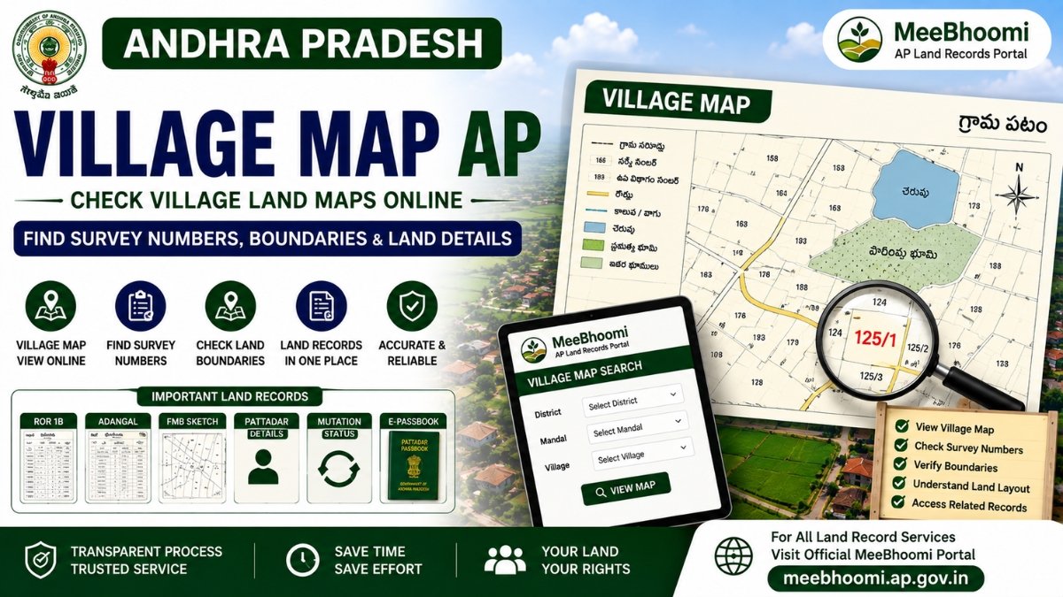 Village Map AP – Check Andhra Pradesh Village Land Maps Online 1 Village Map AP – Check village land maps, Survey Numbers and land boundaries